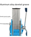 HaloVerde Mini Drill Press Stand With 90 Degree Rotatable Fixture And 80mm Stroke Fits 38 To 50mm Drills showing aluminum alloy dovetail groove design.