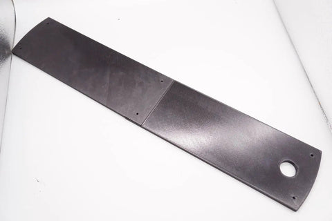 Black zero clearance throat plate insert for Bosch GCM12 table saw delivers cleaner cuts, reduces tear out, durable, easy to install.