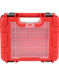 Heavy Duty Cordless Drill Set With Brushless Motor delivers knockout 45Nm torque and rock solid 1500Rpm speed case, red toolbox with clear lid.