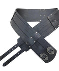 Mens Legit Genuine Leather Viking Belt With Adjustable Corset Lacing And Wide Steampunk Waist Strap For Badass Medieval Cosplay Costumes, detailed view.
