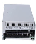 Beefy 600W DC Switching Power Supply For Industrial Automation, Reliable Converter With LED Indicators, Aluminum Alloy Enclosure, Wide 100 To 240V AC Input, Quiet, Efficient Performance For LEDs And Control Systems front terminal view