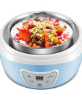 Fully Automatic Smart Yogurt Maker With Premium Stainless Steel Fermenting Jar For No Sweat Homemade Dairy showing yogurt with toppings in a steel jar.