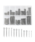 150 Pcs 304 Stainless Steel Cotter Pins Assortment Kit With 15 Sizes Split Pin Fasteners For Automotive Mechanics And Small Engine Repair A Handy Must Have Fix It Kit For DIYers in storage case, various sizes shown.