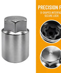 Heavy Duty Wheel Lock Nut Removal Tool Kit With Anti Theft Socket Adapter, chrome steel, D-shaped interface shown