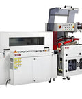 Commercial Electric Heat Sealer And Thermal Shrink Tunnel For Beverage Wrapping Slices Through PE Film And Bottles with controls and sealing areas.