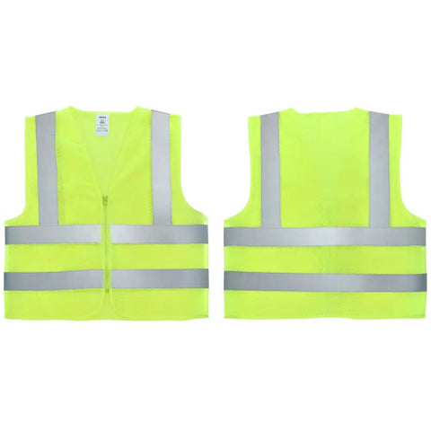 High Viz ANSI Class 2 Safety Vest No Pocket Neon Yellow Large For Men And Women Reflective Polyester Vest for roadside work