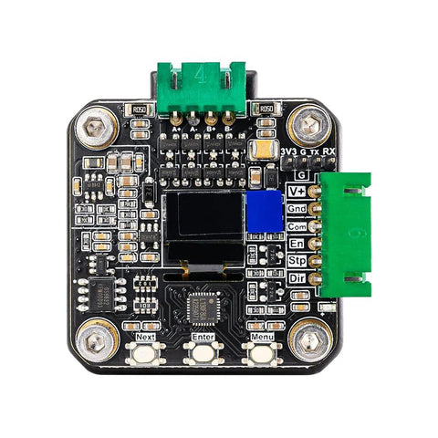 MKS SERVO42C closed-loop stepper driver board, black PCB with green terminal blocks, front view