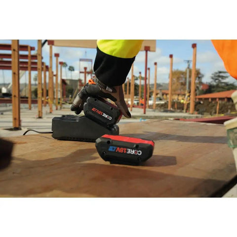 Beast Mode 18V Battery Turbo Charger With 16 Amp Fast Charge used on a busy job site with lithium ion packs
