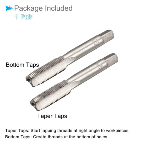 Straight Up Heavy Duty M8 X 0.75 Metric Hand Threading Taps Smooth Operator Steel Cutters with taper and bottom taps.