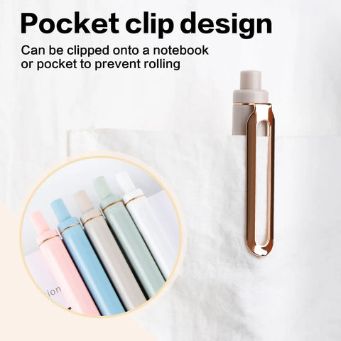 5 Pack Gel Pens 0.5mm Retractable Quick Dry Black Ink Fine Point Rolling Ball Gel Pens for Smooth Writing No Bleed, pocket clip design.