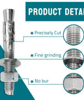 Close-up of Three Eighths Inch By Three Inch Stainless Steel Wedge Anchors For Concrete And Stone Heavy Duty Expansion Bolts