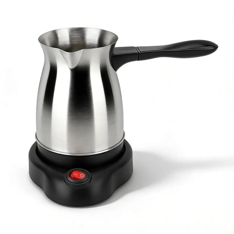 Turkish Coffee Maker 600ml Stainless Steel Pot Electric Arabic Greek Coffee Machine With Auto Warmer Kettle shown from front view