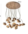 Handmade Solid Wood 19 Light Pendant Chandelier With Drop Dead Gorgeous Art Flower Petals And Smart Led Tech Generating Heavy Ambient Vibes For Your Interior Setup, 60cm wide, 90cm high, with floral design.