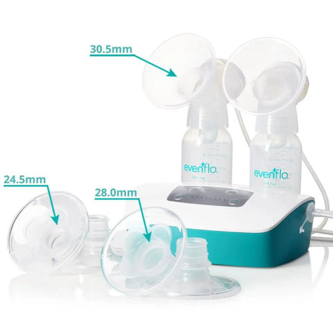 Hospital Strength Double Electric Breast Pump With Custom Suction Controls And Lowkey Quiet Motor To Keep Pumping Sessions Smooth Plus Wall Battery Car Adapter And Spare Parts Included with adjustable breast shields.