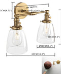 Two Light Wall Sconce With Switch Vintage Industrial Brushed Metal Fixture 5.6 Inch Bell Glass Canopy with dimensions
