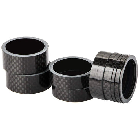 Carbon Fiber Bike Headset Spacers Set For One And One Eighth Inch Stems 12 Pieces Including 1mm 2mm 3mm 5mm 10mm 15mm Spacers