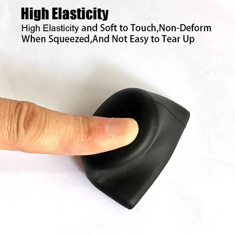 4Pcs Silicone Fishing Rod Butt Caps For Rod End Protection Diameter 0.87 Inch And 22mm Cushioned End Caps That Absorb Shock And Prevent Scratches On Rods Or Boats Heavy Duty Rod Butt Protectors For Tackle Gear. Black silicone rod butt cap shown being pressed for elasticity and shock absorption
