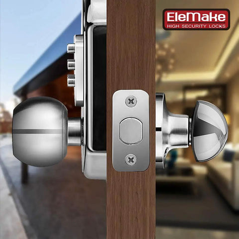 Side view of Keyless Entry Door Lock With Mechanical Deadbolt And Keypad Stainless Steel Construction with background
