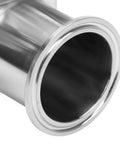 Sanitary diaphragm valve, 2-inch stainless steel tri-clamp flange, bore close-up.