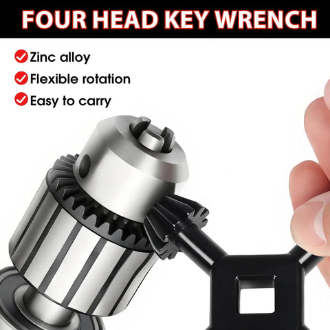 4 In 1 Drill Chuck Key Wrench Set For Drill Press And Power Tools Fits One Quarter Inch Three Eighths Inch And One Half Inch Chucks