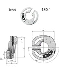 Concealed Sector Sliding Hinge Rotary Door With 180 Degree Limit One Piece Kit technical drawing and dimensions