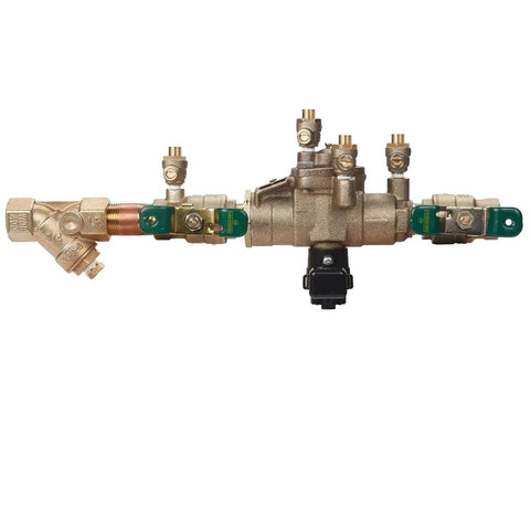 Lead Free RPZ Backflow Preventer Assembly With Flood Sensor And SentryPlus Alert No Nonsense Heavy Duty Copper Silicon Alloy Bronze Strainer Quarter Turn Shutoff Modular Design For Service Lines And Cross Connection Protection, 3/4 inch