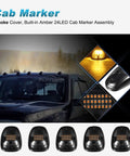 Amber 24 LED Smoke Cab Roof Marker Lights Kit With Wire Harness for 1500-5500 Series Pickup Trucks 2003-2018, UV ABS Lenses