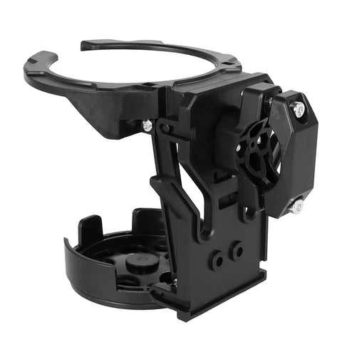 Black Clamp On Handlebar Cup Holder With Lower Tray Drainage Openings And Foldable Storage Friendly Design For Daily Rides On Bikes And E Bikes