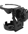 Black Clamp On Handlebar Cup Holder With Lower Tray Drainage Openings And Foldable Storage Friendly Design For Daily Rides On Bikes And E Bikes Easy Mount Water Bottle Cup Rack For Cycling