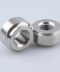 Rock Solid Female M12 X 1.5mm Metric Weld On Bung Fitting Clean Step Profile Crafted From Sus304 Stainless Steel Built Tough For Custom Oil Pan Fabrication Radiator Upgrades And Tank Mods Pack Of Two shown from top and side angles.