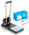 Heavy Duty Two Hole Paper Punch For Binders Metal Power Puncher With Long Lever Punches Up To 150 Sheets includes 100 fasteners