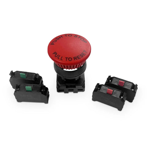 Solid As A Rock 22Mm Red Mushroom Emergency Stop Button Push Pull Switch Ul Certified For Heavy Duty Machine Safety Controls with contacts.