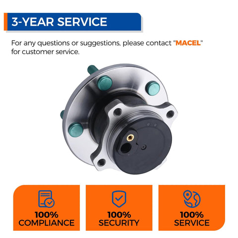 Front view Pair Rear 512347 Wheel Hub Bearing Assembly For Mazda 3 2004 To 2013, Mazda 3 Sport 2009 To 2013, Mazda 5 2006 To 2017