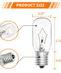 Two Pack 40W Microwave Light Bulbs WB36X10003 130V E17 Base Warm White Replacement size and dimensions illustration