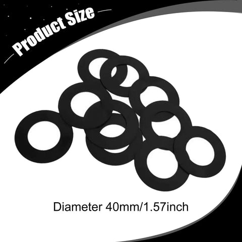 40mm Bucket Pin Shims Kit - 10-Piece Engineering PP Spacers And Washers For Compact Excavators And Skid Steers, Dust Shield To Cut Debris, Pro-Grade Wear-Resistant Pin Joints For Hardcore Dirt Work. Black 40mm washer shims, diameter shown