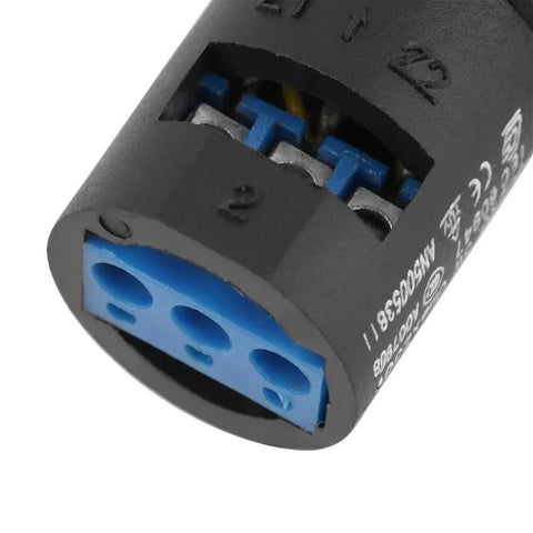 Panel Mount 10K Potentiometer For Variable Speed Drives VSD VFD Inverter Control Rotary Knob, Easy Screw Terminal Install, No Soldering Needed, Exponential D Type Adjustment For Precise Speed Tuning, black panel-mount unit with blue screw terminals