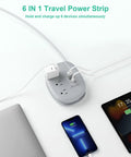 USB C Portable Travel Power Strip With Three Outlets And Three USB Ports Fast Charge For Cruise Or Home Office in use