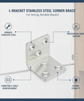 Heavy Duty Stainless Steel L Bracket Corner Brace For Furniture Repair And Cabinet Shelf Reinforcement, 90 Degree Angle Support