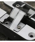 Close-up of SUS 304 hidden hinge on Interior Wood Door With SUS 304 Hidden Hinge Stainless Steel Concealed Hardware One Color Finish