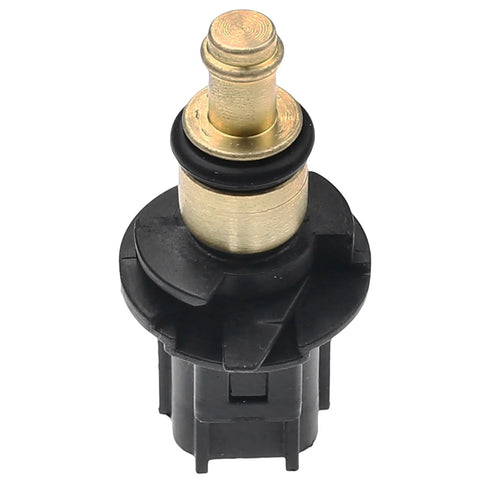 Close-up of A-Premium engine coolant temperature sensor with brass probe and black plastic housing