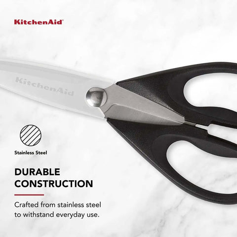 Close-up of All Purpose Kitchen Shears with Protective Sheath, Rust Resistant Stainless Steel Blades, Micro Serrated Edges, Soft Grip Handle