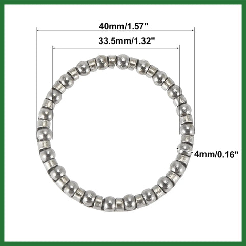 4 Pack Bicycle Ball Bearing Cages With 22 Balls Each, 40mm Outer Diameter And 33.5mm Inner Diameter, Steel Retainer Detail