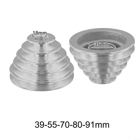 Heavy Duty Alu Benchtop Drill Press Pulley Set For Z4116 Models, 5 Step Cone Wheel Kit With V Belt And 18mm Motor Shaft Transmission Upgrade For Smooth Drilling And Fast Variable Speed Control, 39-55-70-80-91mm