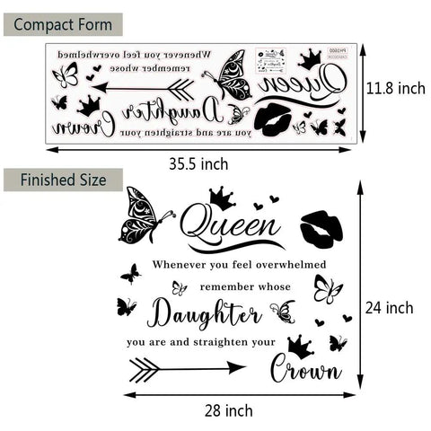 Queen Inspired Wall Sticker Set For Teen Girls Bedroom And Living Room Motivational Vinyl Wall Decals with quotes and butterflies