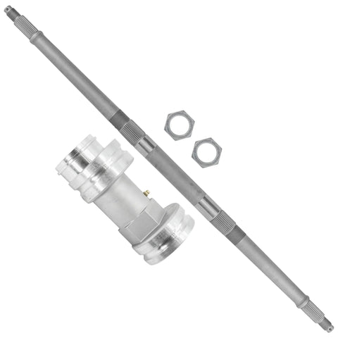 Caltric rear axle shaft bearing housing carrier hub assembly with two hex nuts, silver metal