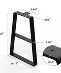 18 Inch Black Trapezoid Metal Bench Legs Set Of 3 Built To Last For Heavy Duty Furniture with measurements