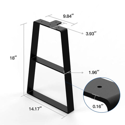 18 Inch Black Trapezoid Metal Bench Legs Set Of 3 Built To Last For Heavy Duty Furniture with measurements