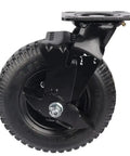 Top Shelf 8 Inch Pneumatic Rubber Swivel Caster Featuring Dependable Side Brake For Universal Hotel Luggage Cart And Badass Heavy Duty Rolling Equipment Setup