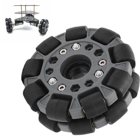 100mm double plastic omni wheel with rubber rollers for robot platforms, 20 kg load capacity
