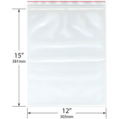 Red Line 12 By 15 Inch 6 Mil Zipper Reclosable Bags Clear Poly Food Storage Case Of 200 For Easy Organization And Quick Access, Durable Reusable Bags That Seal Tight And Keep Contents Fresh And Grab And Go Ready. 12 x 15 in clear LDPE bag